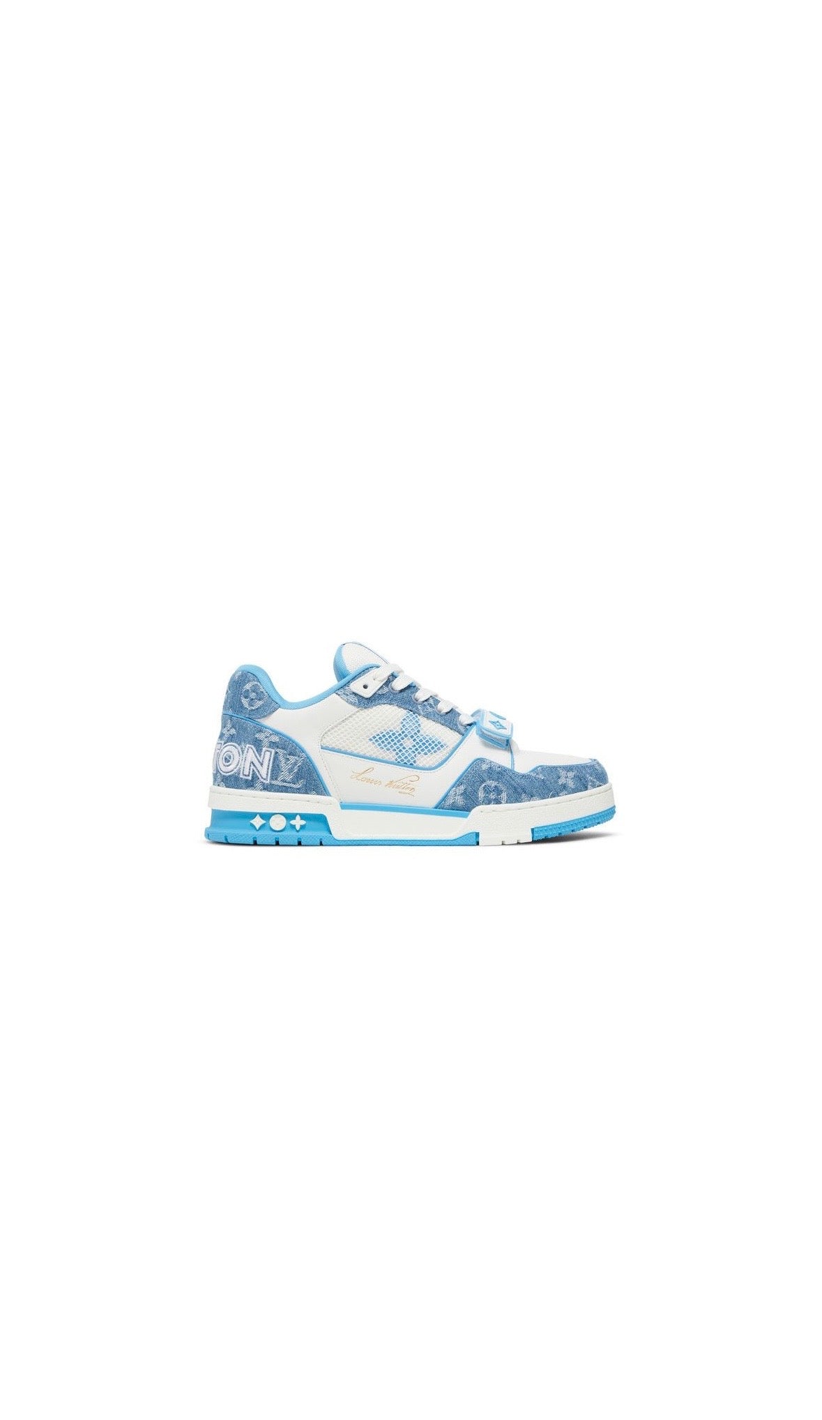 Louis Vuitton Trainer Blue Denim & White